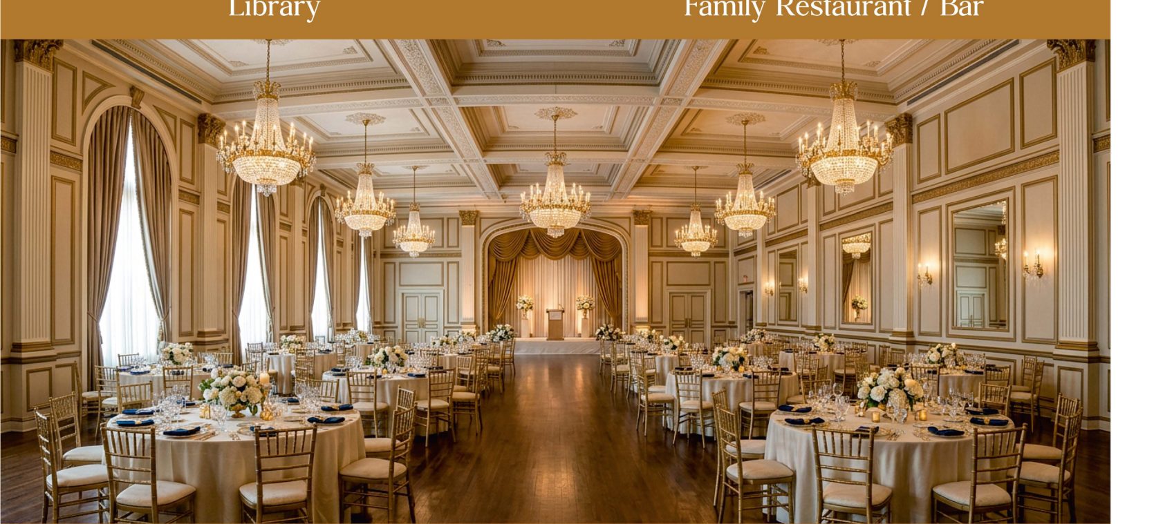 The Lincoln Hills clubhouse banquet hall set for a celebration