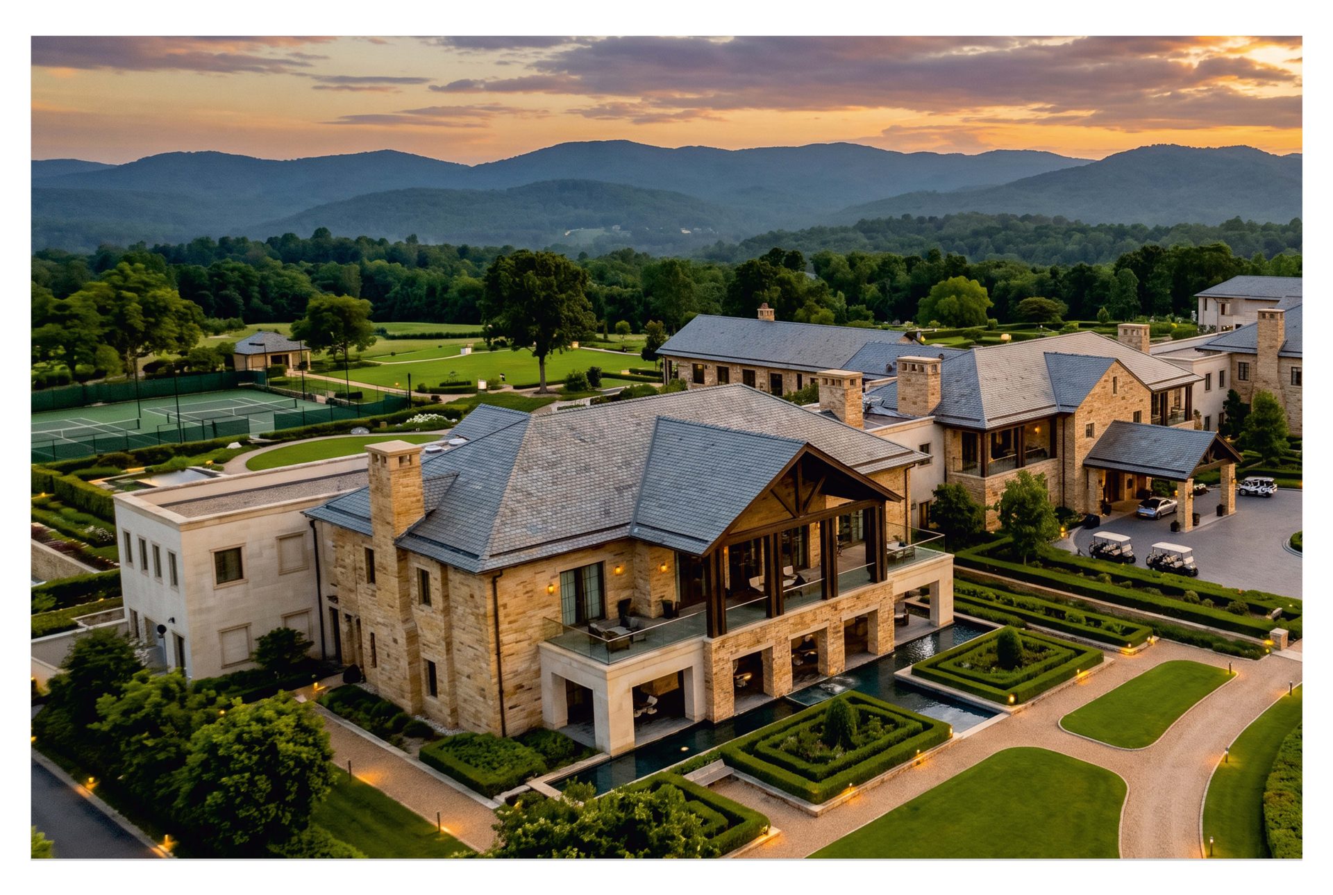 An aerial view of the Lincoln Hills clubhouse precinct