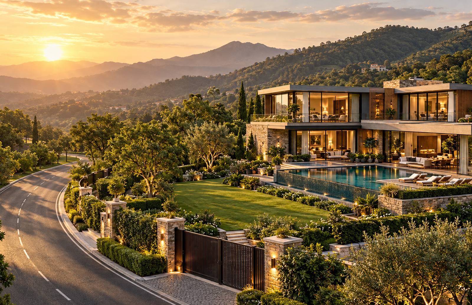 A detached Lincoln Hills farmhouse villa with an infinity pool on a quiet road in the Shivalik foothills